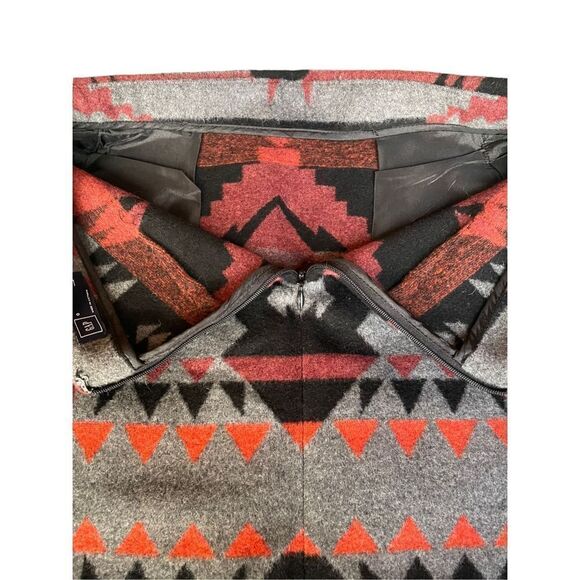 GAP Geometric Recycled Wool Blend Mini Skirt Sz 0 - Picture 4 of 6